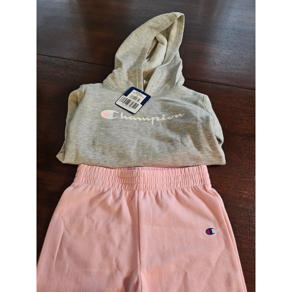Champion Little Girl's Fleece Hoodie & Jogger Outfit Set Size 5 Pink/Gray NWT - Picture 4 of 10